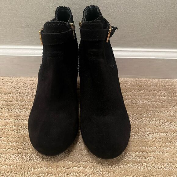 DV By Dolce Vita Black Suede Ankle Wedge Booties - Picture 3 of 6